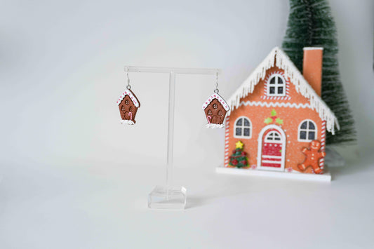 Sugar Plum Gingerbread House Earrings