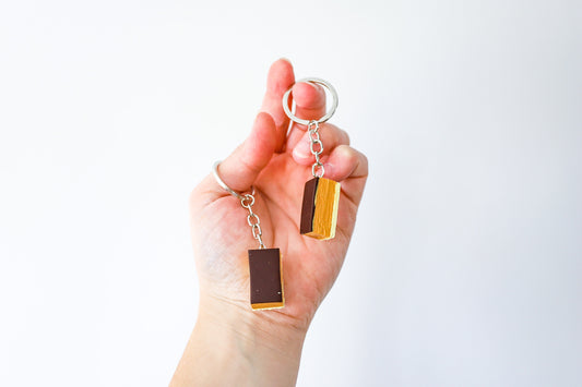 Caramel Slice Keyring Keychain